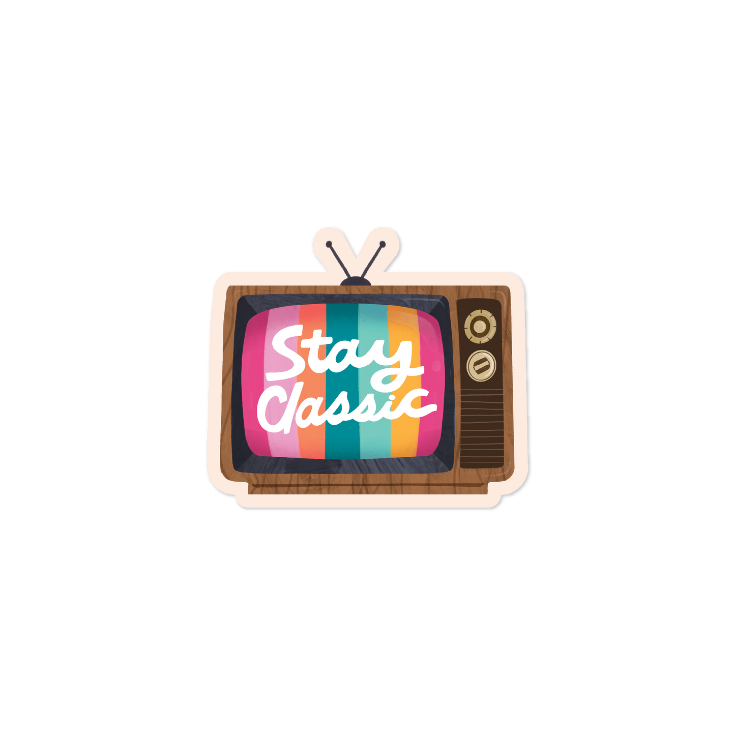 Stay Classic Retro TV Vinyl Sticker